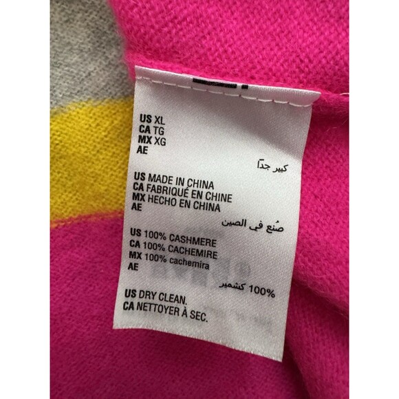 Charter Club 100% Cashmere Sweater Rainbow Striped Size XL Oversized - Picture 3 of 3